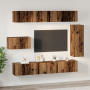 Juego de Mueble de TV 8 pcs Madera envejecida 30.5 x 30 x 90 cm