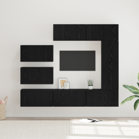 Juego de Mueble de TV 8 pcs Roble negro 30.5 x 30 x 90 cm