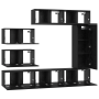 Juego de Mueble de TV 8 pcs Roble negro 30.5 x 30 x 90 cm