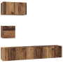Mueble de TV de Pared con estante 4 pcs Madera envejecida