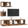 Mueble de TV de Pared con estante 4 pcs Madera envejecida