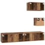 Mueble de TV de Pared con estante 4 pcs Madera envejecida