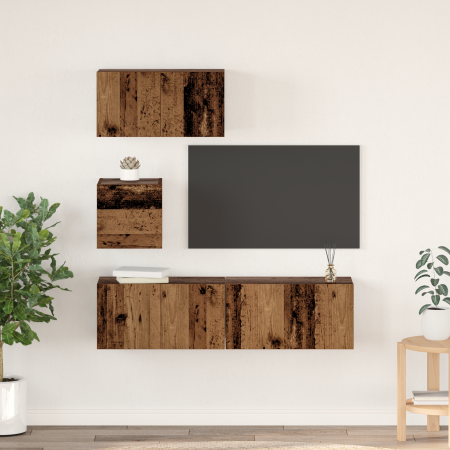 Set de TV Otro 4 pcs Madera envejecida 60 x 30 x 30 cm