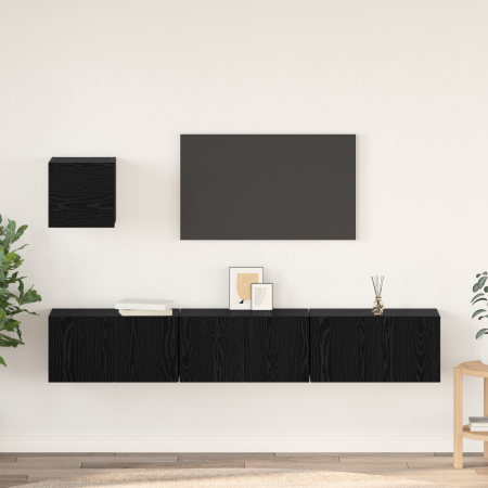 Set de TV Otro con almacenamiento con puerta 4 pcs Roble negro