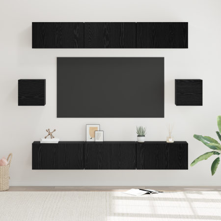 Juego de Mueble para TV Otro 8 pcs Roble negro 60 x 30 x 30 cm