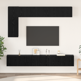 Juego de Mueble de TV 6 pcs Roble negro 30.5 x 30 x 90 cm
