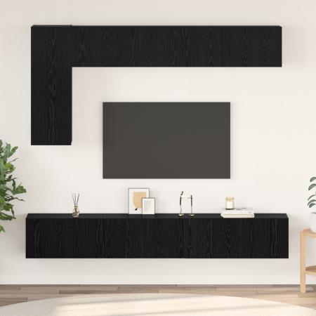 Juego de Mueble de TV 6 pcs Roble negro 30.5 x 30 x 90 cm