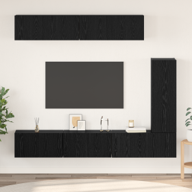 Juego de Mueble de TV 6 pcs Roble negro 30.5 x 30 x 90 cm