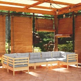 Garden furniture set 7 pieces and gray pine wood cushions by vidaXL, Garden sets - Ref: Foro24-3097306, Price: 548,06 €, Disc...
