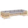 Garden furniture set 7 pieces and gray pine wood cushions by vidaXL, Garden sets - Ref: Foro24-3097306, Price: 548,06 €, Disc...
