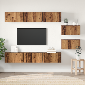 Mueble de TV 8 pcs Madera envejecida 60 x 30 x 30.5 cm