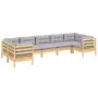 Garden furniture set 7 pieces and gray pine wood cushions by vidaXL, Garden sets - Ref: Foro24-3097306, Price: 548,06 €, Disc...
