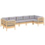 Gartenmöbel-Set 7-teilig und Kissen aus grauem Kiefernholz von vidaXL, Gartensets - Ref: Foro24-3097306, Preis: 600,64 €, Rab...