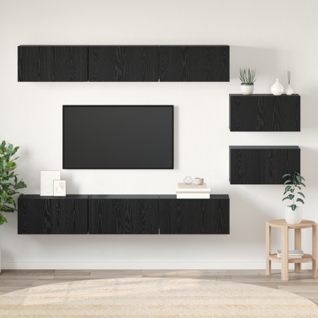 Mueble de TV 8 pcs Roble negro 60 x 30 x 30.5 cm