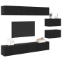 Mueble de TV 8 pcs Roble negro 60 x 30 x 30.5 cm