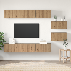 Mueble de TV 8 pcs Roble artesanal 60 x 30 x 30.5 cm
