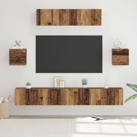 Juego de Mueble para TV 7 pcs Madera envejecida 80 x 30 x 30 cm