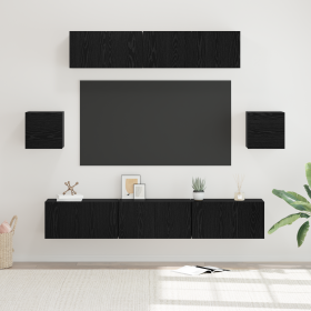 Juego de Mueble para TV Otro 7 pcs Roble negro 80 x 30 x 30 cm
