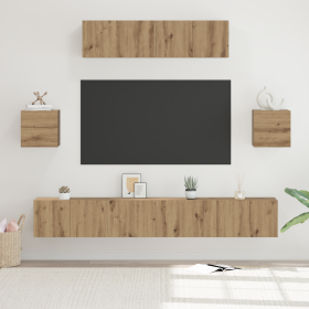 Juego de Mueble para TV 7 pcs Roble artesanal 80 x 30 x 30 cm