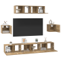 Juego de Mueble para TV 7 pcs Roble artesanal 80 x 30 x 30 cm