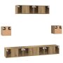 Juego de Mueble para TV 7 pcs Roble artesanal 80 x 30 x 30 cm