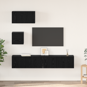Set de TV Otro con almacenamiento con puerta 4 pcs Roble negro