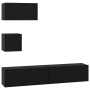 Set de TV Otro con almacenamiento con puerta 4 pcs Roble negro