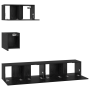 Set de TV Otro con almacenamiento con puerta 4 pcs Roble negro