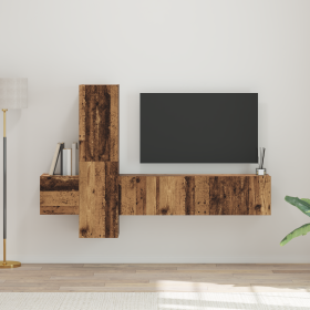 Conjunto de mueble de TV con estante 5 pcs Madera envejecida