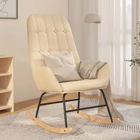 Schaukelstuhl aus cremefarbenem Stoff von vidaXL, Schaukelstühle - Ref: Foro24-341255, Preis: 123,20 €, Rabatt: %