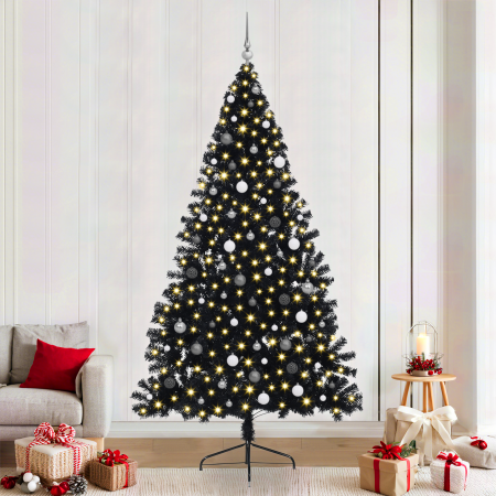 Árbol de Navidad artificial mitad Negro 240 cm PVC