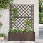Jardinera con enrejado PP moca 100x43x142 cm