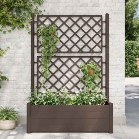 Jardinera con enrejado PP moca 100x43x142 cm Jardinera con enrejado PP moca 100x43x142 cm