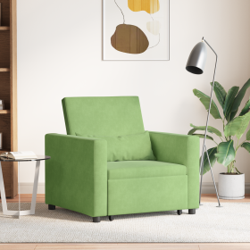 Sillón Convertible 3-en-1 de Terciopelo Verde Claro
