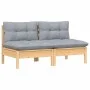 2-seater garden sofa with solid gray pine wood cushions by vidaXL, Outdoor sofas - Ref: Foro24-3095991, Price: 150,51 €, Disc...