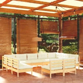 Garden furniture 11 pieces and cushions solid pine wood cream color by vidaXL, Garden sets - Ref: Foro24-3097211, Price: 871,...
