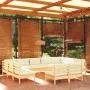 Garden furniture 11 pieces and cushions solid pine wood cream color by vidaXL, Garden sets - Ref: Foro24-3097211, Price: 871,...