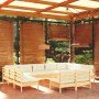 Gartenmöbel 11 Stück und Kissen Kiefer Massivholz creme von vidaXL, Gartensets - Ref: Foro24-3097211, Preis: 889,57 €, Rabatt: %
