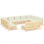 Garden furniture 11 pieces and cushions solid pine wood cream color by vidaXL, Garden sets - Ref: Foro24-3097211, Price: 871,...