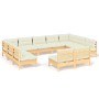 Gartenmöbel 11 Stück und Kissen Kiefer Massivholz creme von vidaXL, Gartensets - Ref: Foro24-3097211, Preis: 889,57 €, Rabatt: %