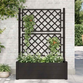 Jardinera con enrejado PP gris antracita 100x43x142 cm