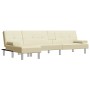 Sofá cama forma de L cuero sintético color crema 255x140x70 cm