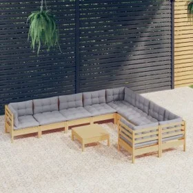 Garden furniture set 10 pieces and pine wood cushions by vidaXL, Garden sets - Ref: Foro24-3096988, Price: 777,57 €, Discount: %