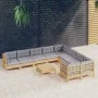 Juego de muebles de jardín 10 pzas y cojines madera de pino de vidaXL, Conjuntos de jardín - Ref: Foro24-3096988, Precio: 755...