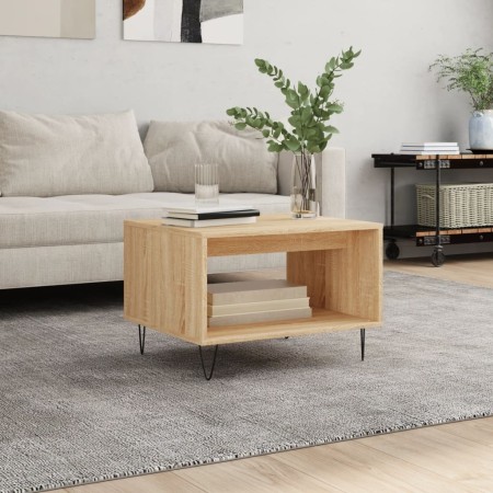 Mesa de centro madera de ingeniería roble Sonoma 60x50x40 cm