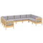 Gartenmöbel-Set 9-teilig und Kissen aus grauem Kiefernholz von vidaXL, Gartensets - Ref: Foro24-3097318, Preis: 743,11 €, Rab...