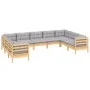 Juego de muebles de jardín 9 pzas y cojines madera de pino gris de vidaXL, Conjuntos de jardín - Ref: Foro24-3097318, Precio:...