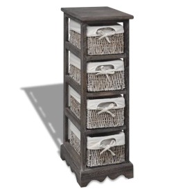 Estante con 4 cestas tejidas de almacenamiento madera marrón