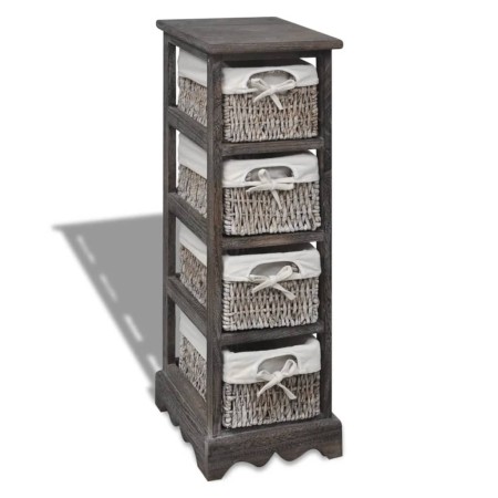 Estante con 4 cestas tejidas de almacenamiento madera marrón