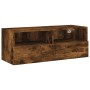 Mueble de pared TV madera ingeniería roble ahumado 80x30x30 cm